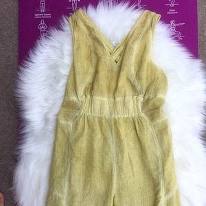 Free People Boho sz M Jumpsuit . Golden 100% cotton Bohemian Beach Summer